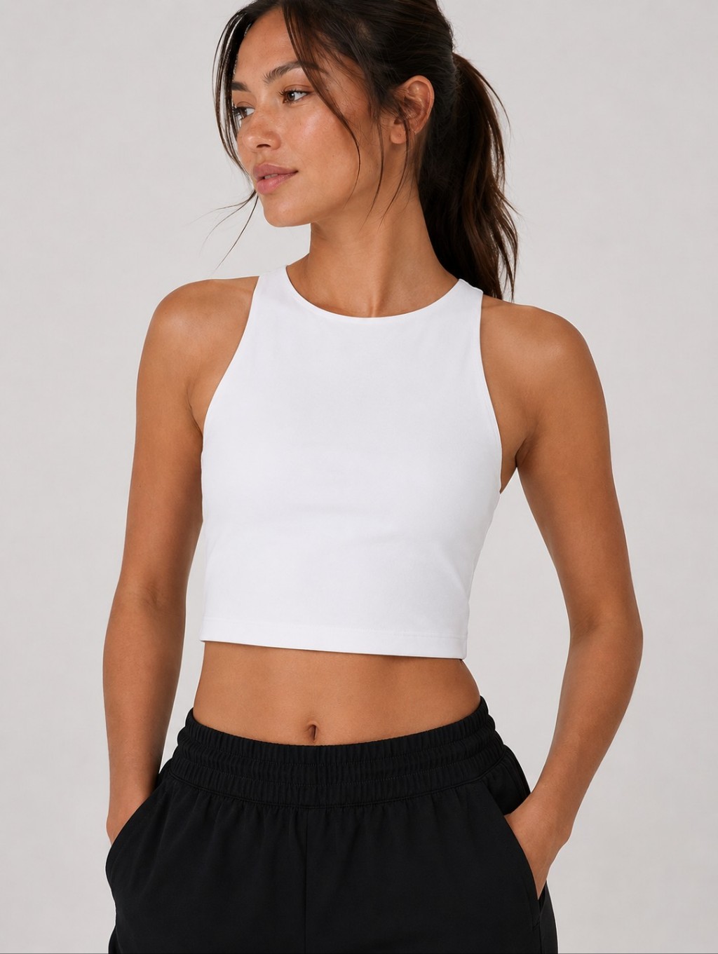 Athleta White Scoop-Back Tank Top